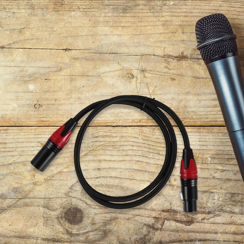 كابل ميكروفون XLR من سبائك الزنك الأحمر من ذكر إلى أنثى بطول 1 متر، كابل صوتي محمي مضفر - Image 4